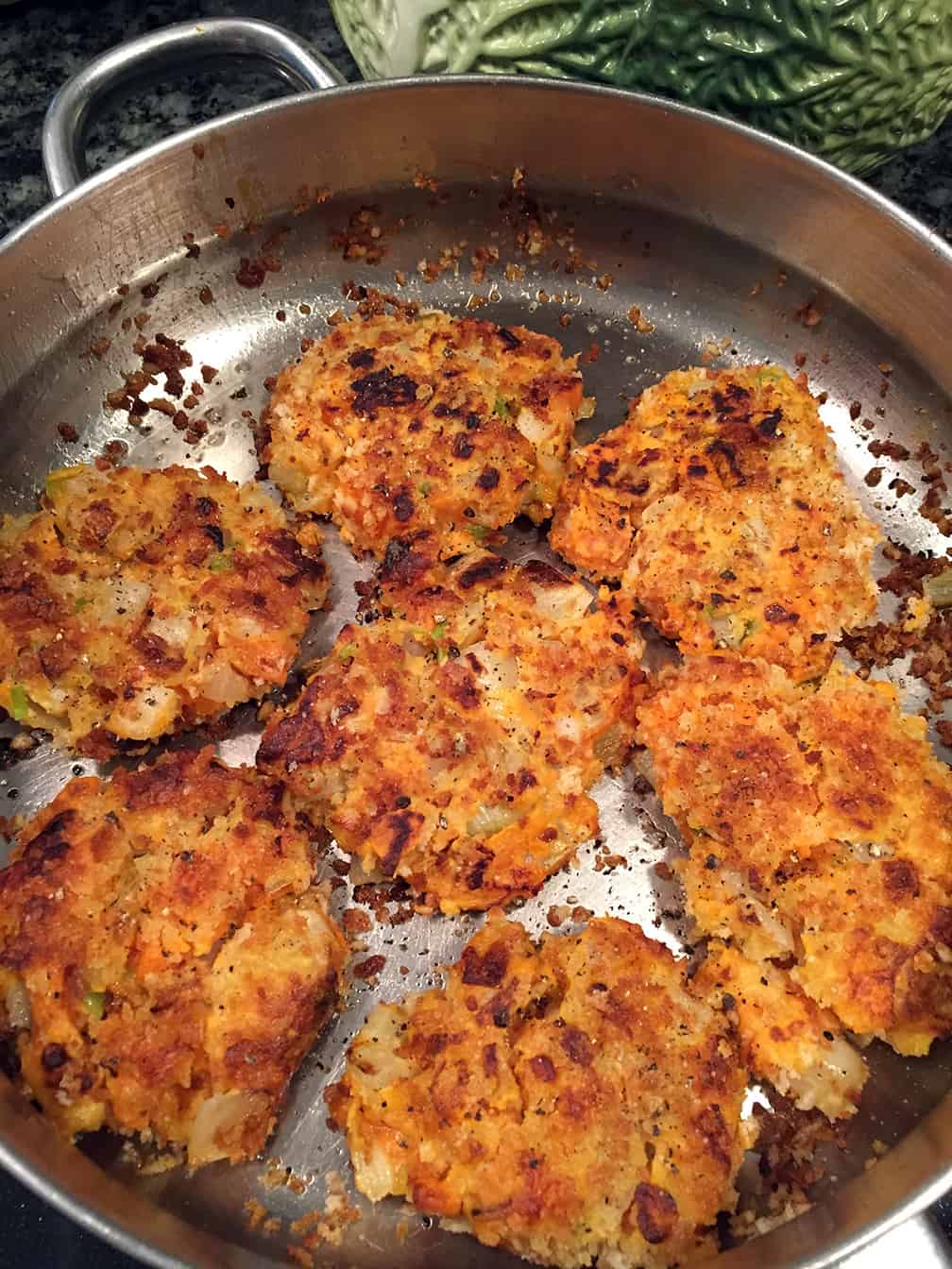 Yummy and crunchy - sweet potato cakes ready to serve.